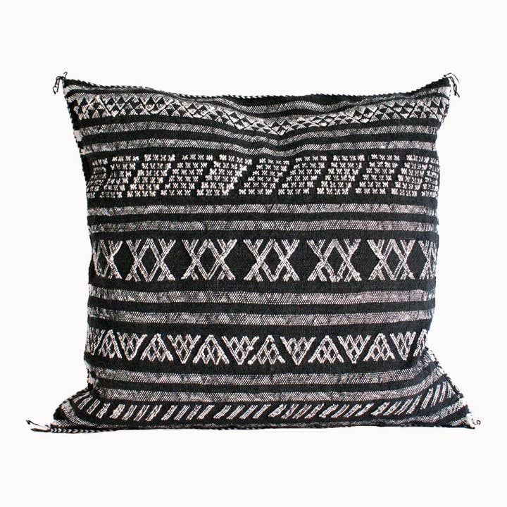 Desert Stripe Cactus Silk Pillow | Black for wholesale by Apartment F - shipping from Austin, TX