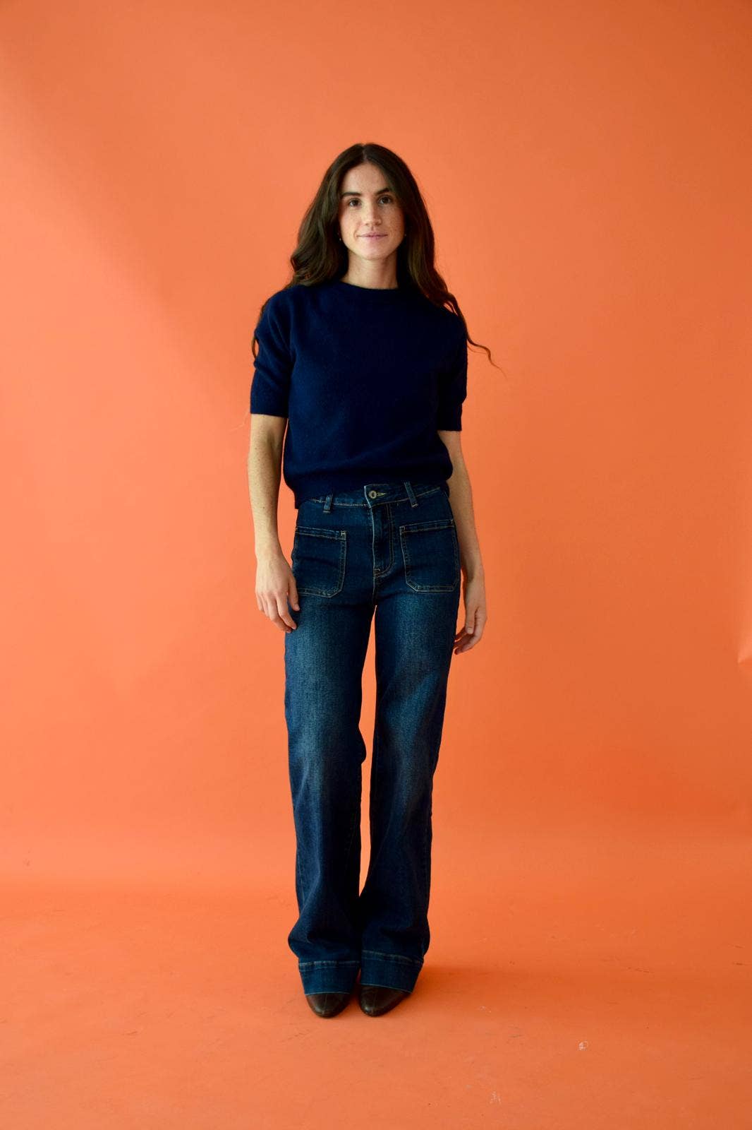 MindTraveler – Großhandel Strickoberteil – Damen – Navyblaues Punto T-Shirt1