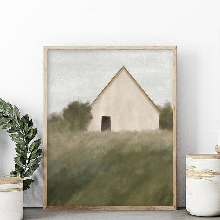 Greenville Farmhouse in Field Art Print for wholesale by Paper House Print Shop