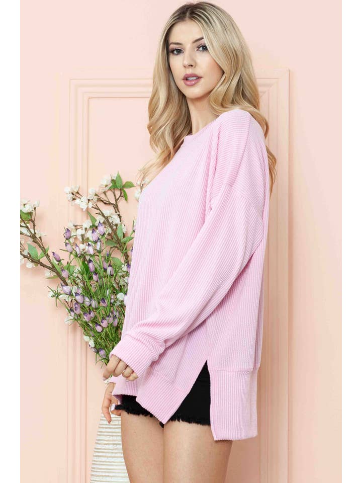 Burgundy Apparel - Vente Sweat-shirt – femme - SWEAT-SHIRT OVERSIZE CÔTELÉ ONDULÉ AVEC FENTE LATÉRALE19