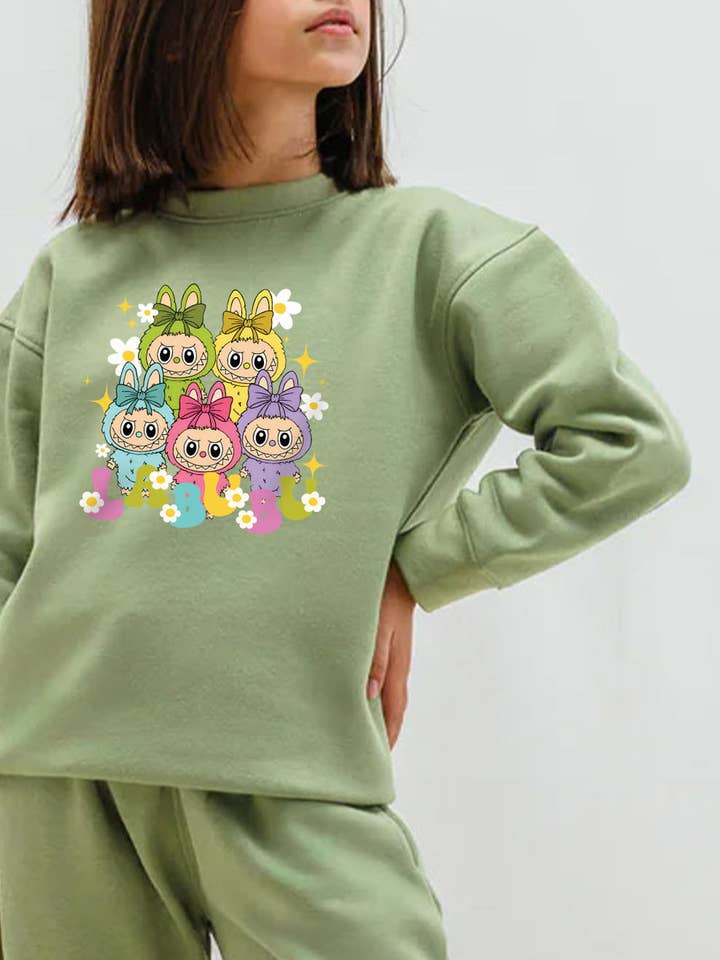 Barn Premium Labubu Daisy Squad Tryckt Sweatshirt (5-pack) för wholesale av Missi Clothing