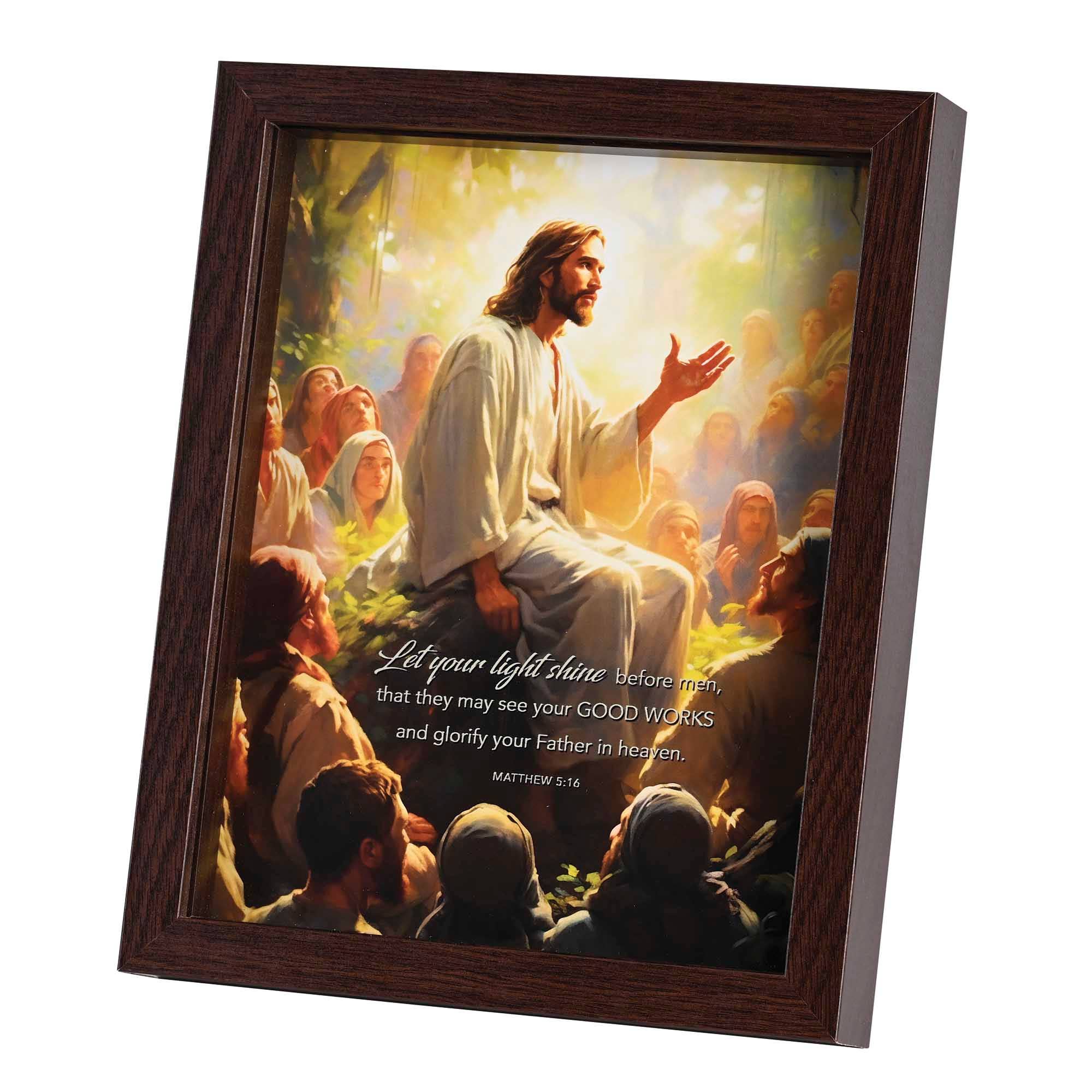 Magnolia – wholesale Decorative tabletop object – Framed Art Let Your Light Shine 8x100