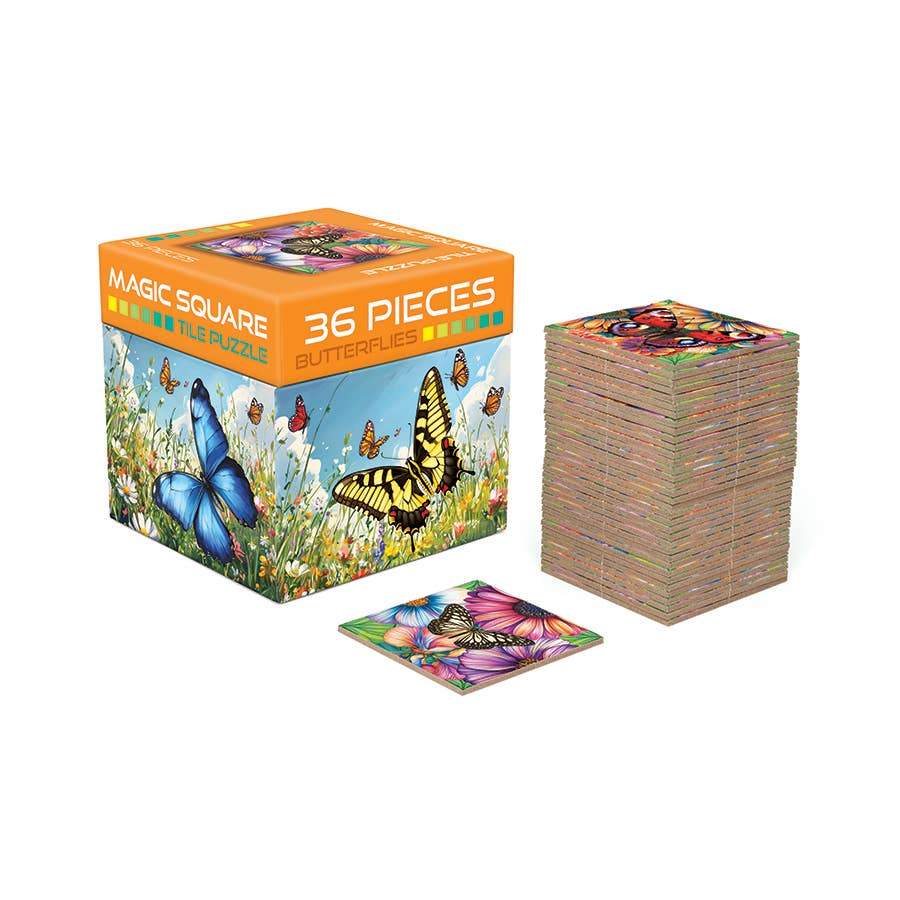 Outset Games and Cobble Hill Puzzles - Vente Puzzle – adulte - Casse-tête Carré Magique : Papillons (36 pièces)5