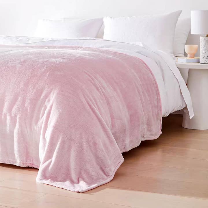 home mart goods - Wholesale Throw Blanket - 50"x60" Light Pink Textured Soft Warm Cozy Bed Throw Blanket1