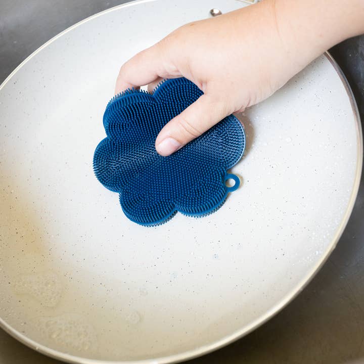 Fox Run Brands - Wholesale Cleaning Sponge - Fox Run Silicone Dish Scrubbing Brush, Navy, 4.4” x 4.7”