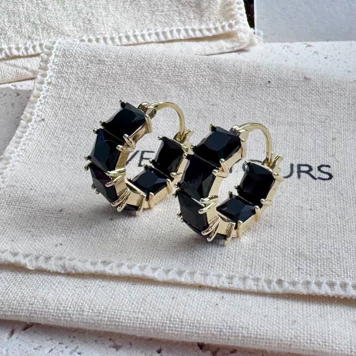 Everly Yours - Vendita all'ingrosso Orecchini a cerchio - Elise Hoops in Onice (Nero)2