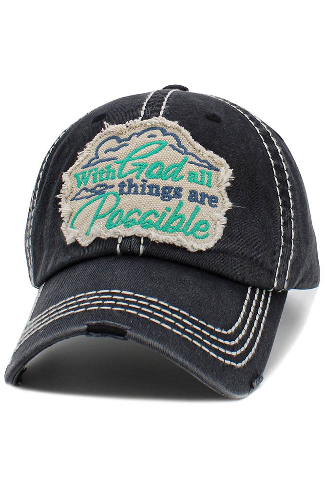 Hana - Wholesale Baseball Cap - Women's - WITH GOD ALL THINGS ARE POSSIBLE Vintage Cap6