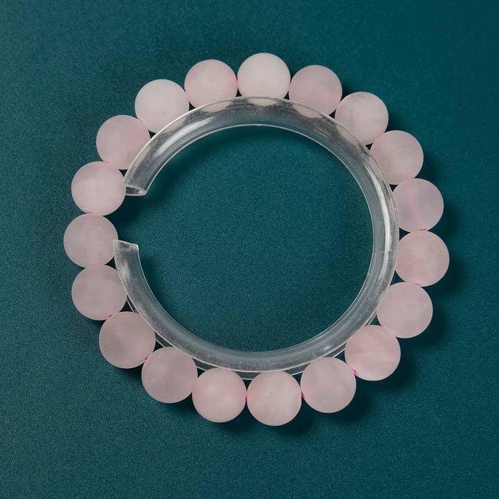 CRCBEADS - Wholesale Beaded Bracelet - Rose Quartz Bracelet Matte Round Size 8mm 10mm 7.5" Length