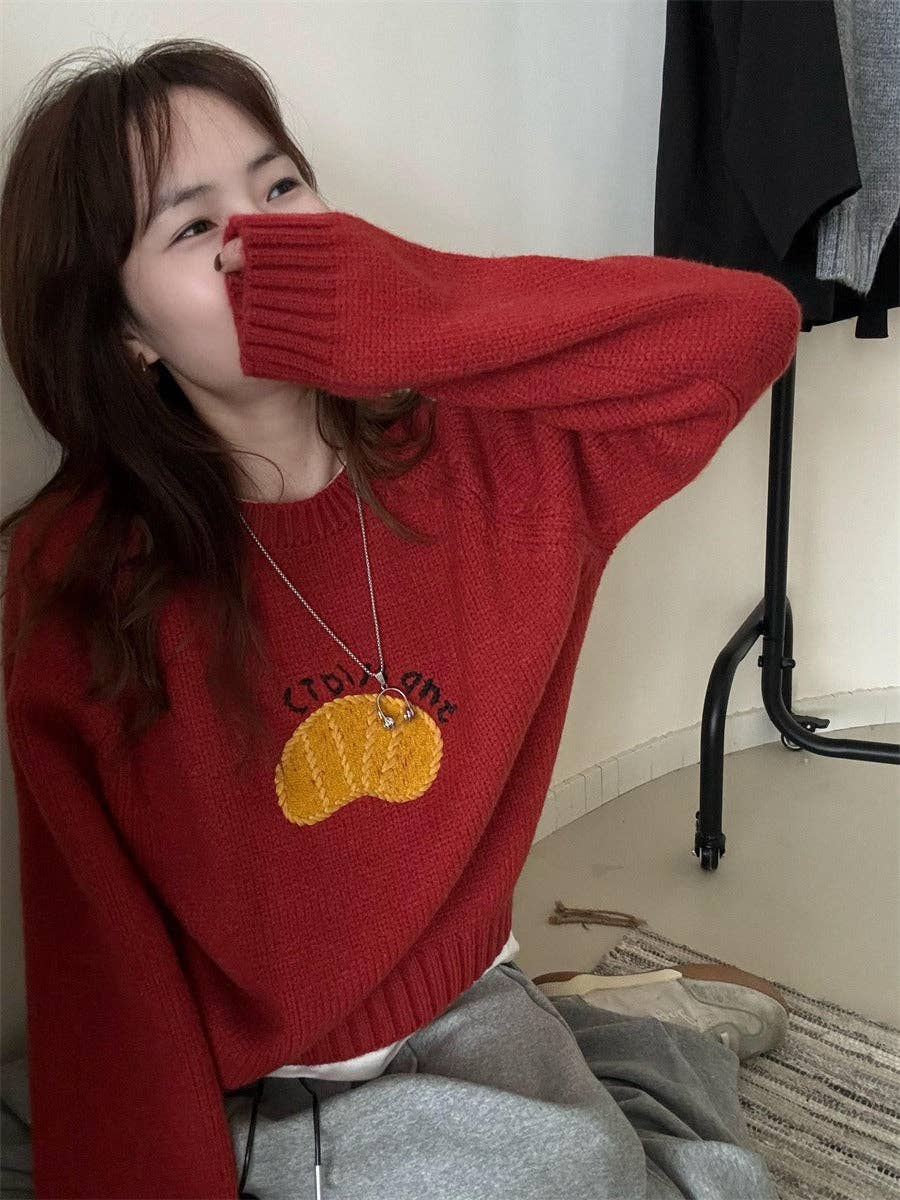 Marayn - Wholesale Knit Sweater - Women's - Cute Korean Style Cartoon Letter Knit Sweater21