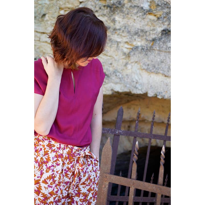 Eglantine et Zoé - Vente Tissu - Tissu Rose Magenta Sergé De Viscose Ecovero11