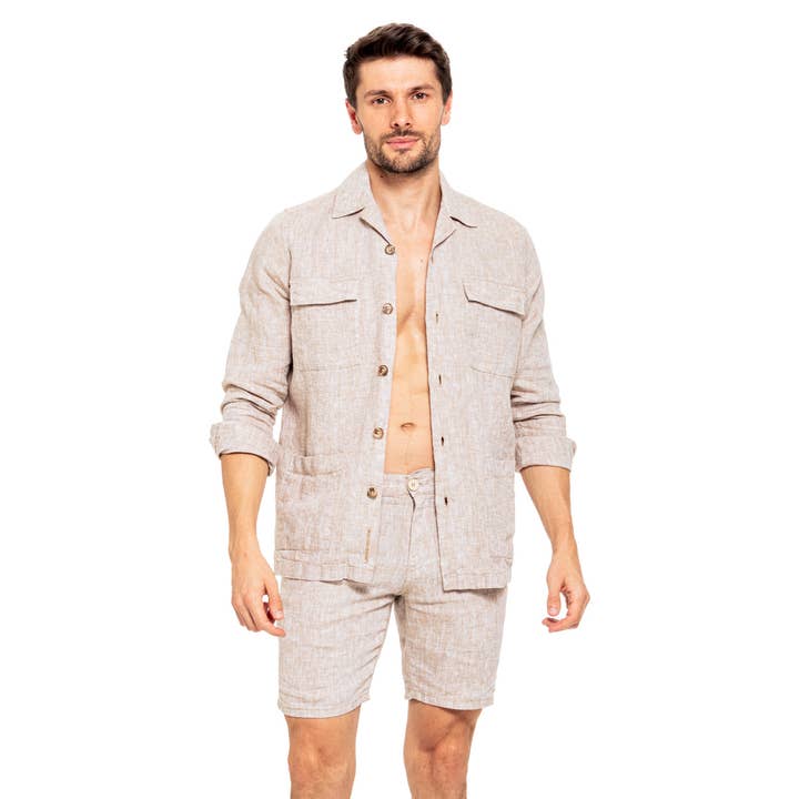 Linen Slim Fit Shorts - Beige for wholesale on Faire