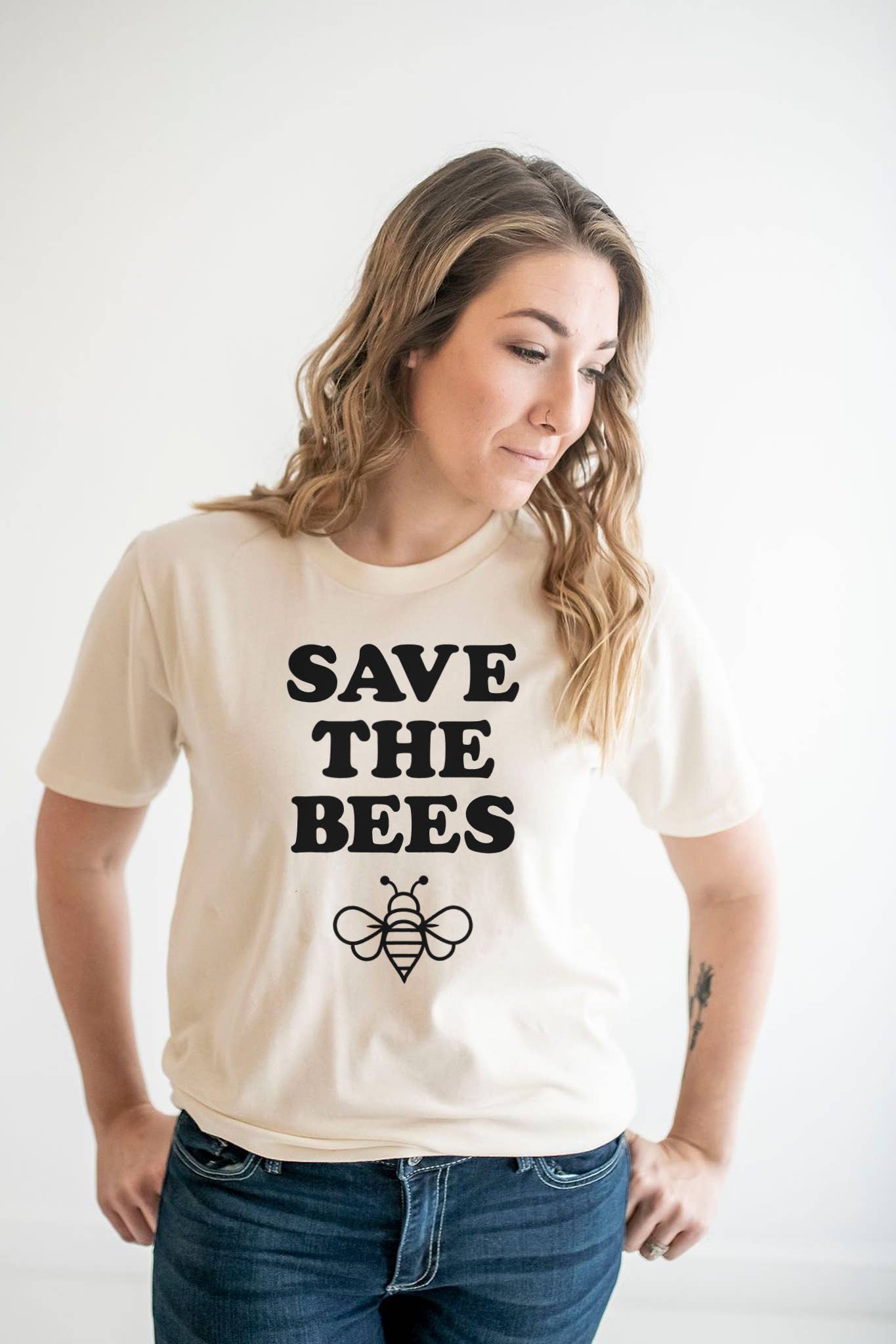 Nature Supply Co - Wholesale Screen Printed T-Shirt - Women's - Save the Bees Graphic Tee | Womens Clothing Bee T Shirts1