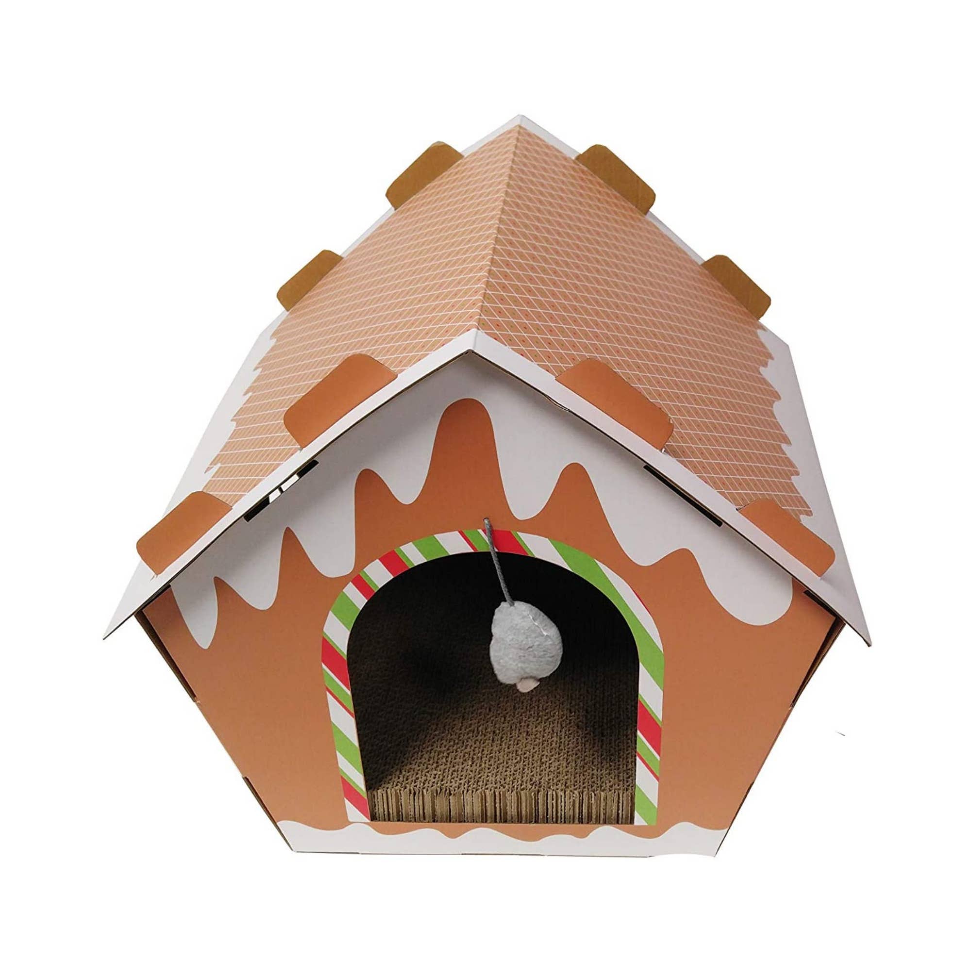 Midlee Designs - Wholesale Pet Scratcher - Cat - Midlee Gingerbread Christmas Cat Scratcher House