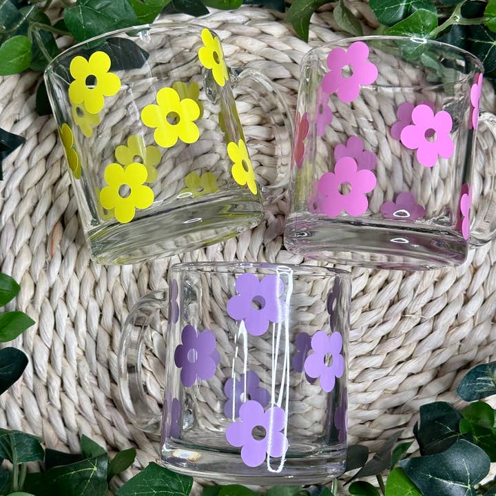 Jessdreams Creations LLC - Wholesale Coffee Mug - Retro Flower Coffee glass mug