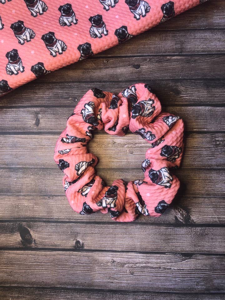 Pug Hair Scrunchie for wholesale by South Coast Sewn