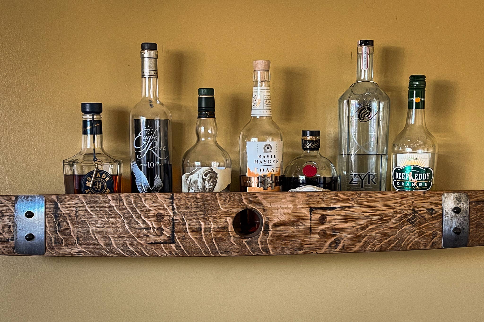Whiskey, Wine & Design - Wholesale Wall Mounted Shelf - FLOATING LIQUOR SHELF from Whiskey Barrel3