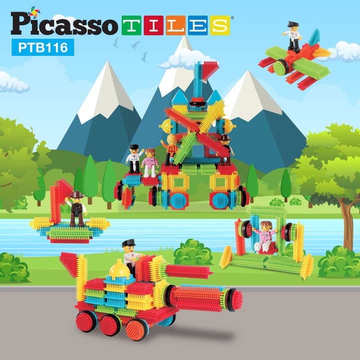 PicassoTiles - Wholesale Building Set - Kids - PicassoTiles PTB116 Hedgehog Building Blocks 116-Piece Set