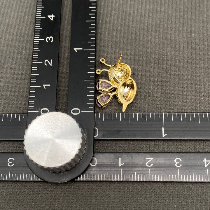 Mio Queena - Wholesale Stud/Post Earrings - Sparkling Zircon Enamel Mini Bees Ear Studs5