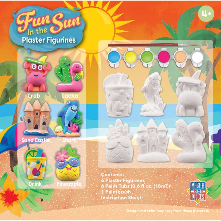 Masterpieces Puzzles - Wholesale DIY Craft Kit - Kids - Fun in the Sun - Plaster Figurine Paint Set