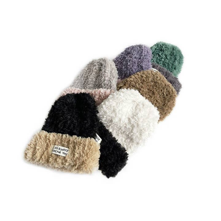 Sweetkama - Wholesale Beanie – Women's - Ladies Color Block Fold Hem Knit Hat SKAH42091