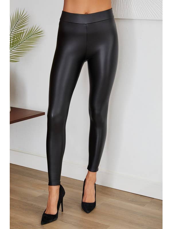 VENTI6 - Wholesale Fashion Leggings - Women's - PU COATED LEGGINGS (50228-PU)5