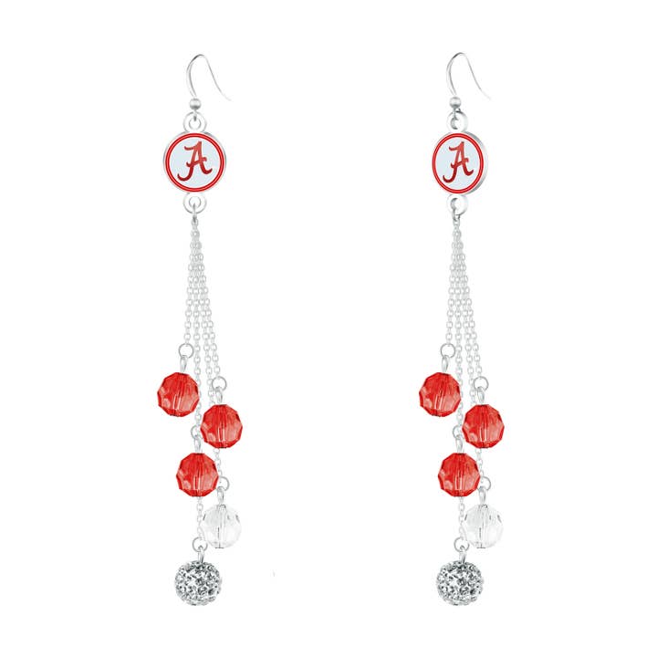 Boucles d'oreilles pendantes perlées NCAA Alabama Crimson Tide pour la vente par Simran International