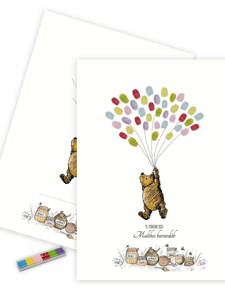 Fingerprint - Winnie-the-Pooh with balloon (pastel ) for wholesale by Mouse and Pen Illustration ApS