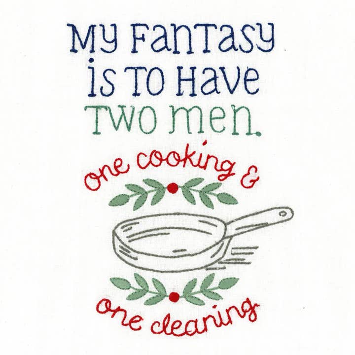Colonial Patterns, Inc. - Wholesale Tea Towel - Aunt Martha's® Dirty Laundry Tea Towel - My Fantasy Two Men