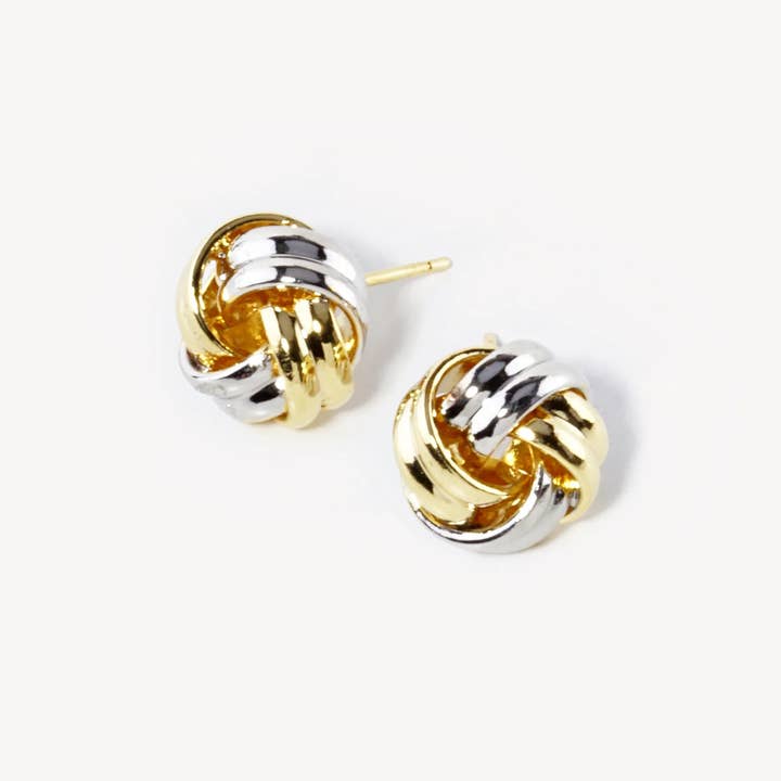 Wild Honey - Wholesale Stud/Post Earrings - 18K Gold Dipped 12mm Brass Love Knot Stud Earrings2