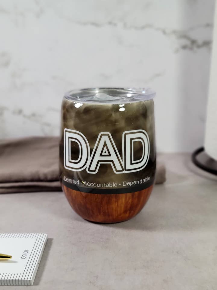 Dad Smoke/Wood Grain Stainless Steel Tumbler for wholesale by Cup'd by Chera