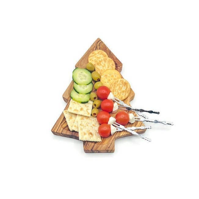 Bearthy - Vente Plateaux de service - Ensemble plateau de sapin de Noël et photophore en bois d'olivier1