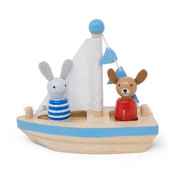 Boats & Buddies Bath Toy - Dog & Bunny for wholesale by Jack Rabbit Creations