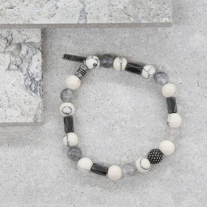 Pulsera Western de invierno en color blanco y plata envejecida para venta al por mayor de Mr. Ettika