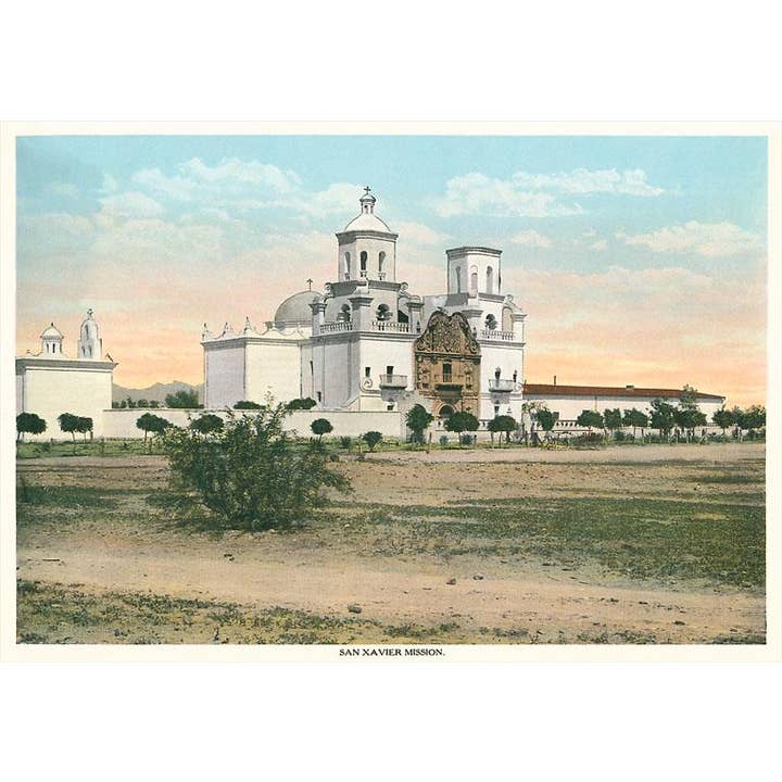 Art Print AZ-459 San Xavier de Bac Mission, Tucson for wholesale by Found Image Press