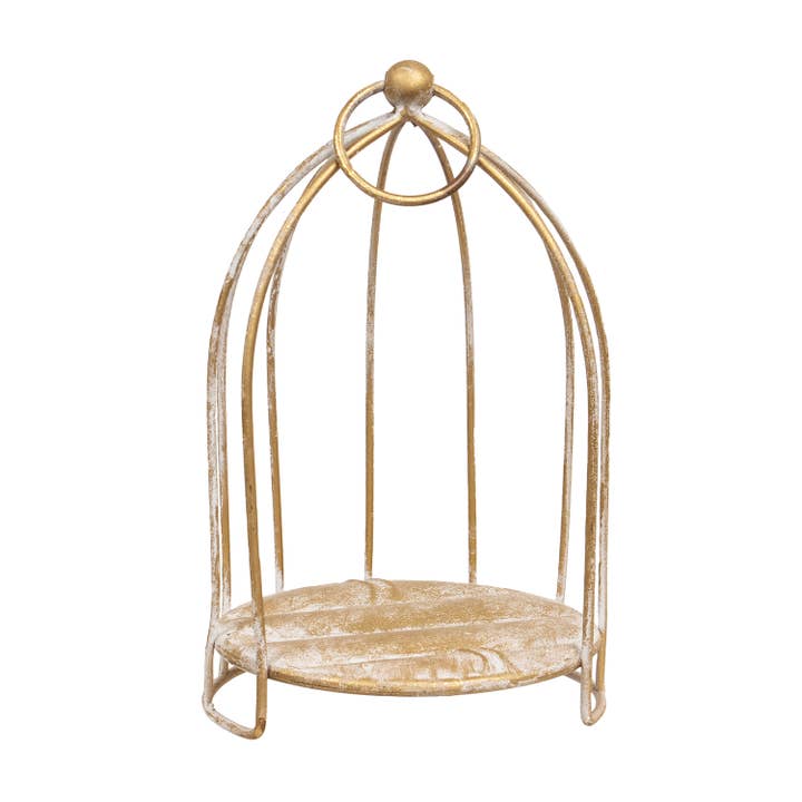 Gouden lantaarn met vogelkooi in noodlijdende staat voor wholesale door Col House Designs