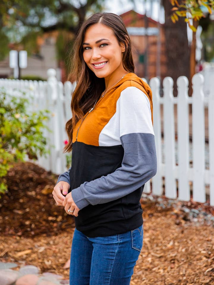 Tickled Teal - Wholesale Hoodie - Women's - Gabbi Colorblock Hoodie1