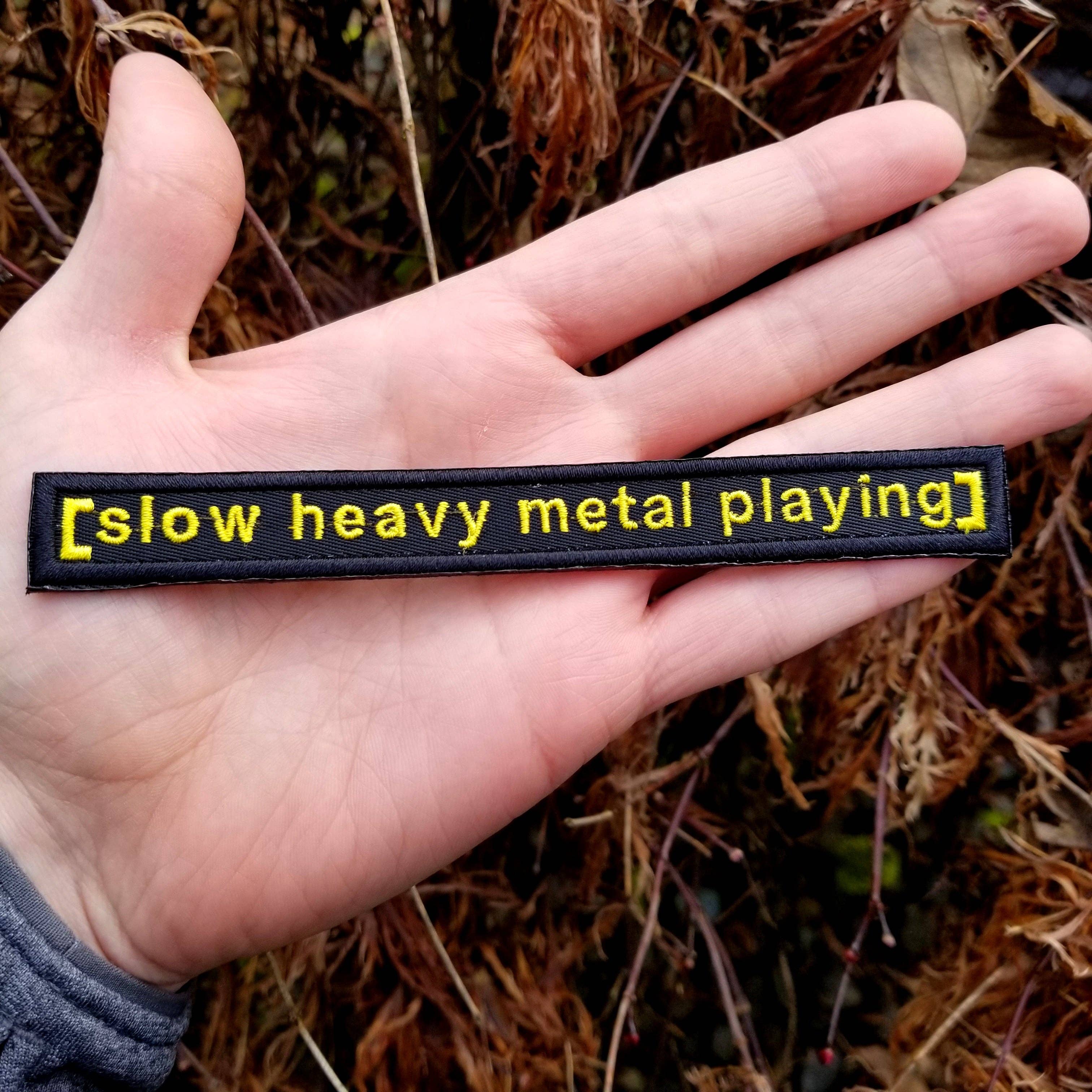 Thread By Dawn - Venta al por mayor Parches - Parche bordado de 6" pulgadas de metal pesado tocando lentamente para planchar/coser, meme de subtítulo2