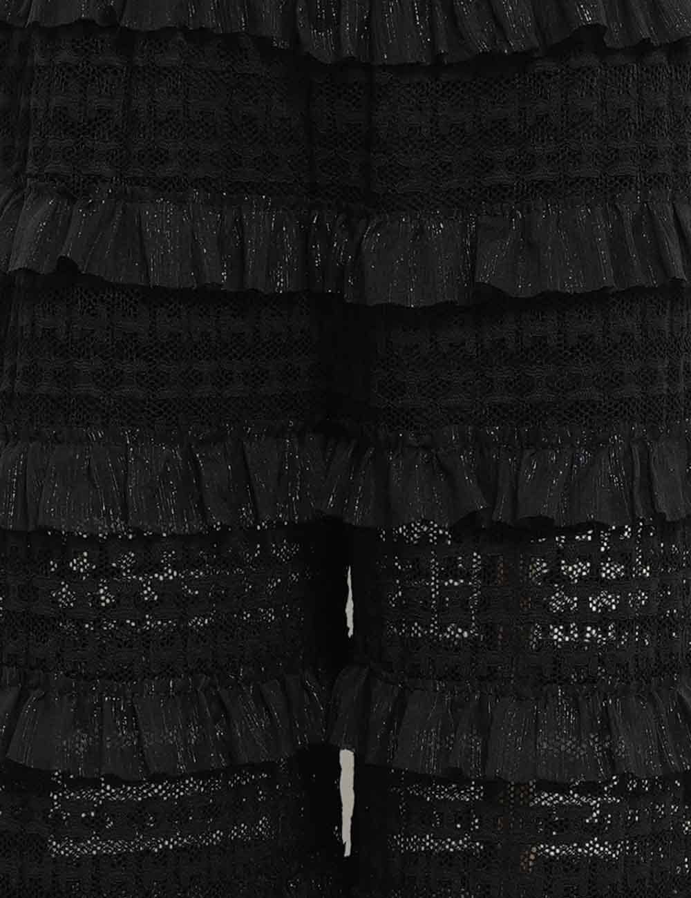 Black Ladies Romantic Elegant Ruffle Wide Leg Pants for wholesale on Faire4