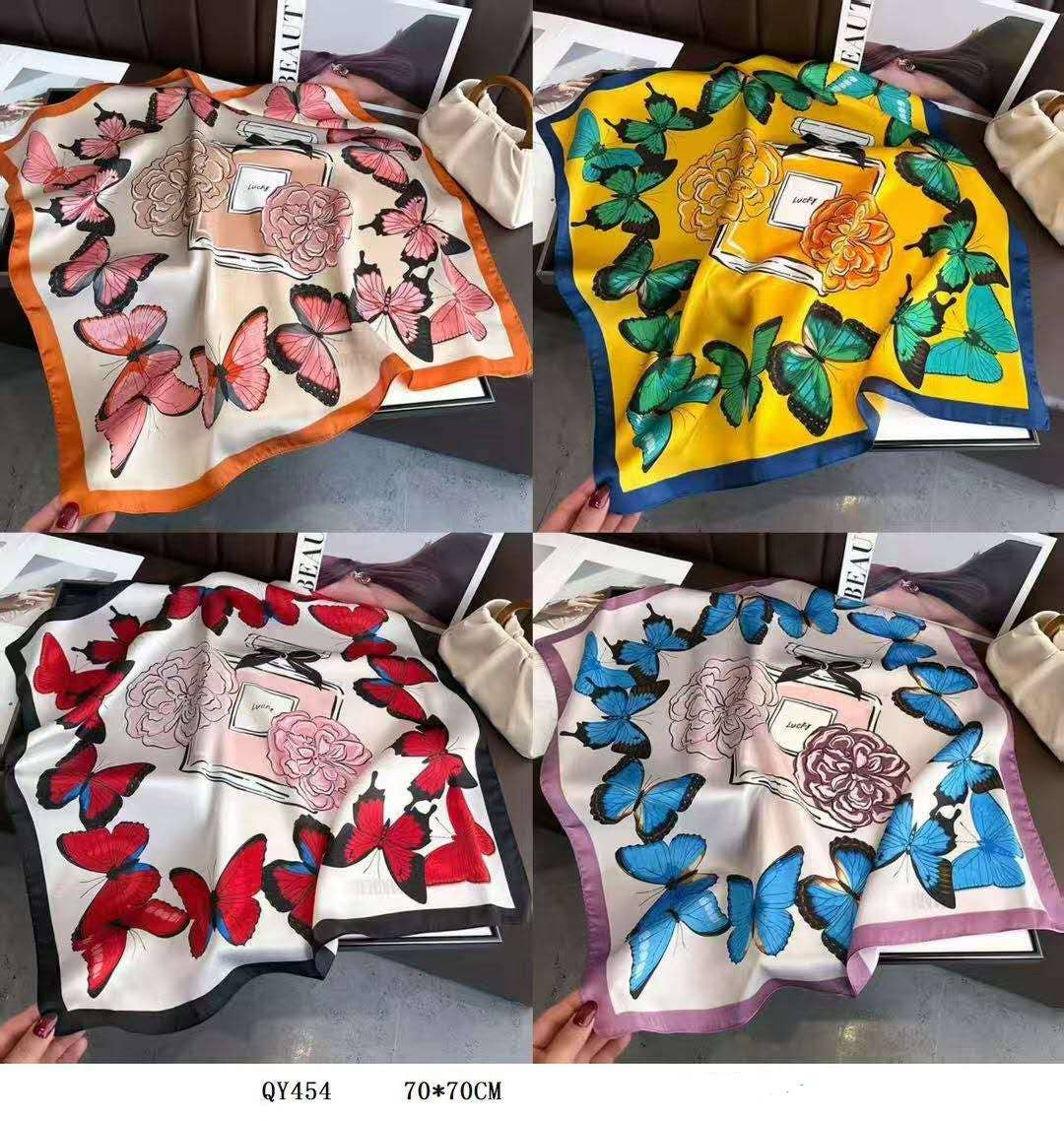 Nola by bijusol - Wholesale Scarf - Women's - Silk-Feeling Square Scarves - 70 cm x 70 cm Qy454