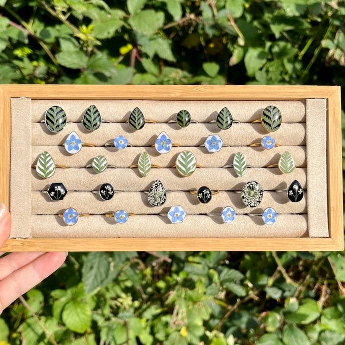 Wild by Design - Wholesale Cocktail/Statement Ring - Oval Real Forget-Me-Not Ring4