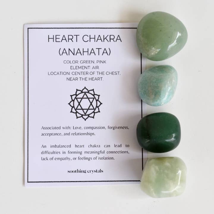 Soothing Crystals - Wholesale Spiritual Stone/Crystal - Natural HEART Chakra Healing Gemstone Kit, Chakra Gift Set