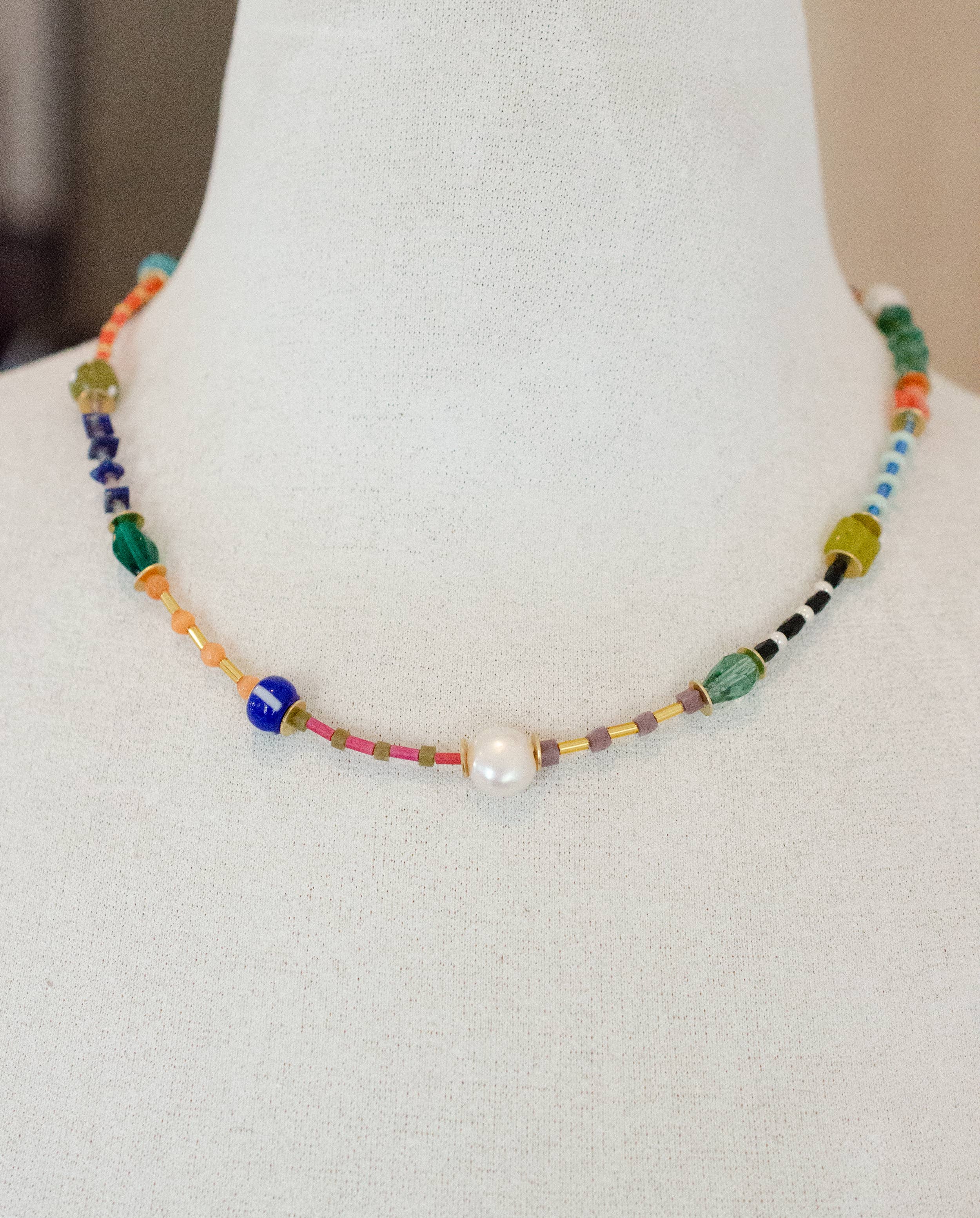 Jill Makes – wholesale Beaded/pearl necklace – Colorful Beaded Seed bead Friendship Necklace1