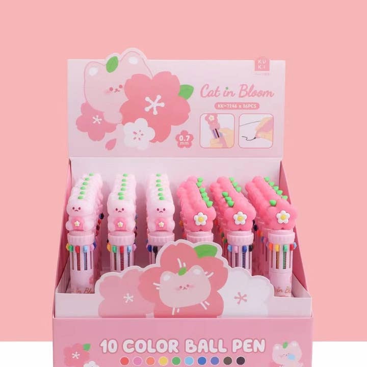 BCmini - Vente Stylos - 23013 STYLO BILLE RÉTRACTABLE 10 COULEURS SAKURA CHAT-361