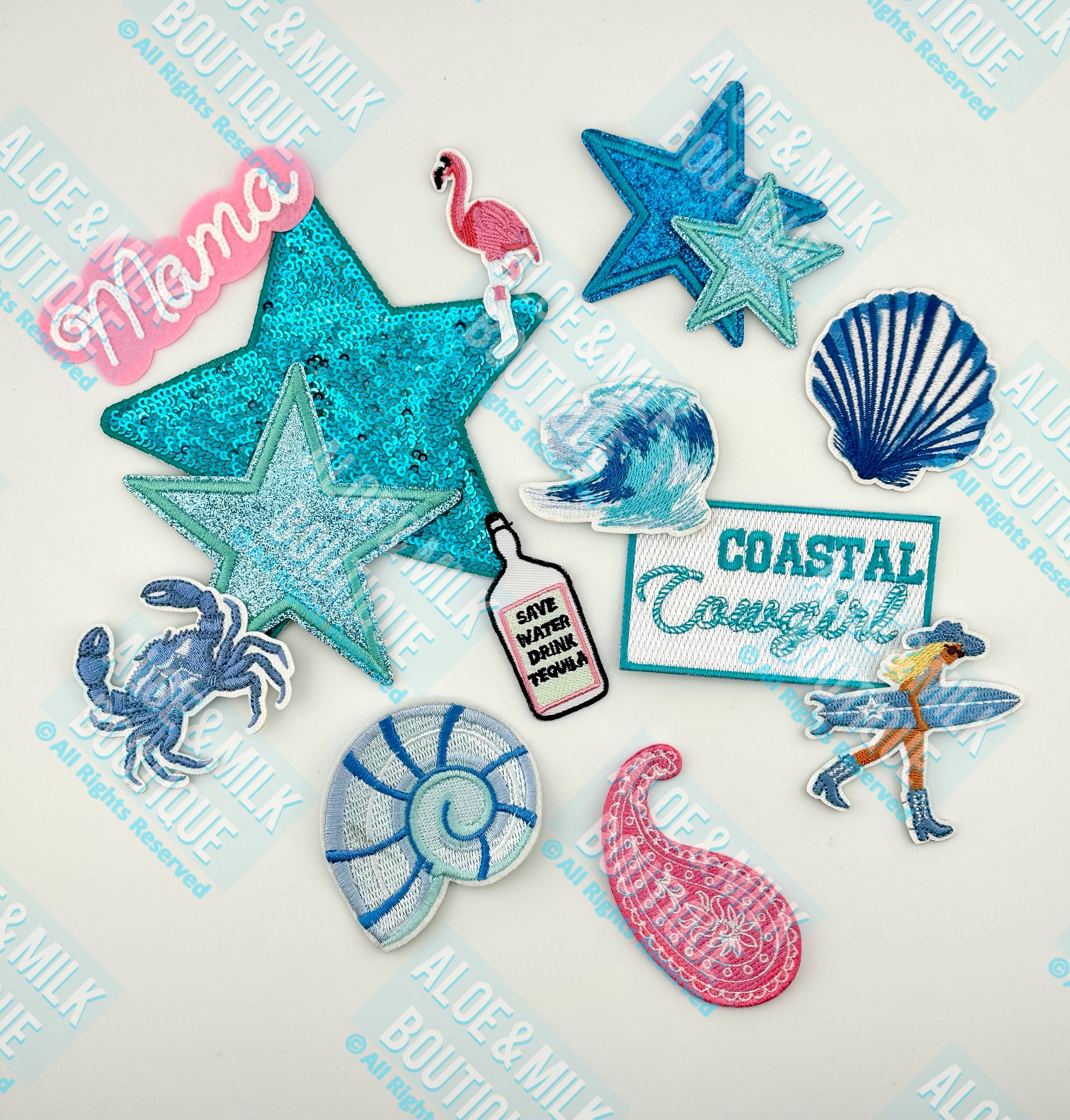 Aloe and Milk Boutique - Wholesale Patch - Surf Girl Patch, Coastal Cowgirl, surfing, beach patches5