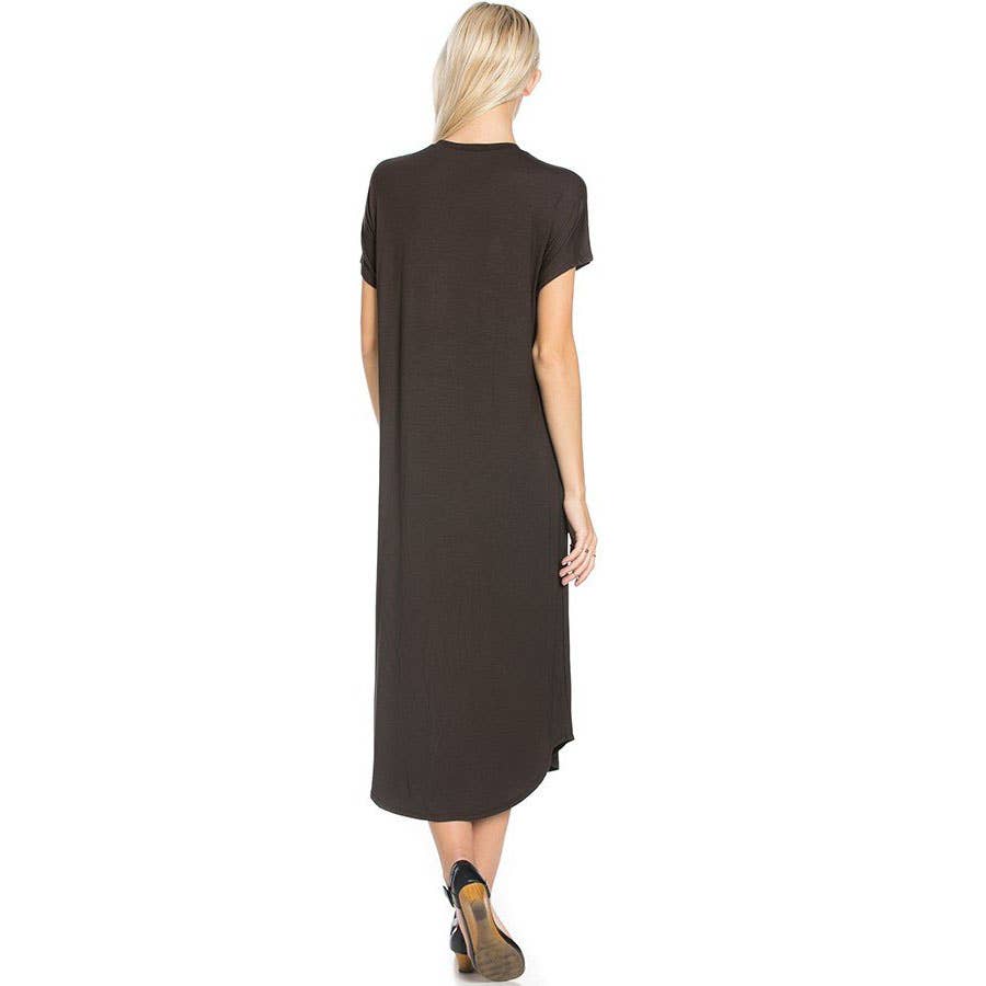 Azules Clothing - Wholesale Dress - Women's - ADM-8252RS Loose fit Crew Neck Hem Midi Dress53