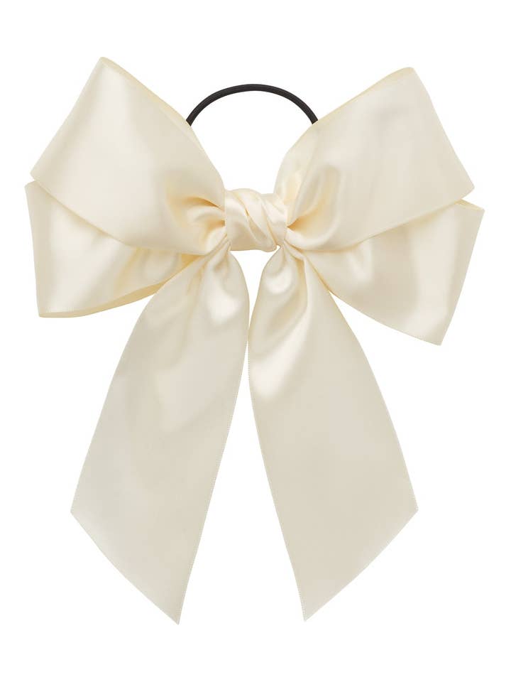 Oversized Bow Pony/Clip - Ivory for wholesale by Project 6 NY Kids