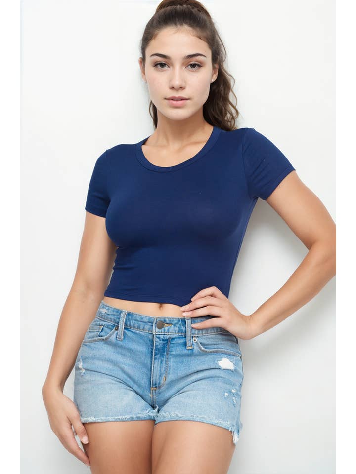 CAPELLA APPAREL - Wholesale Knit Top - Women's - Short Sleeve Roundneck Crop Top23
