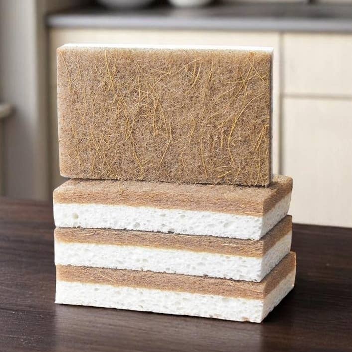 Coconut & Wood Pulp Scrubber Sponge 3 pk for wholesale by Lil'Bit Better