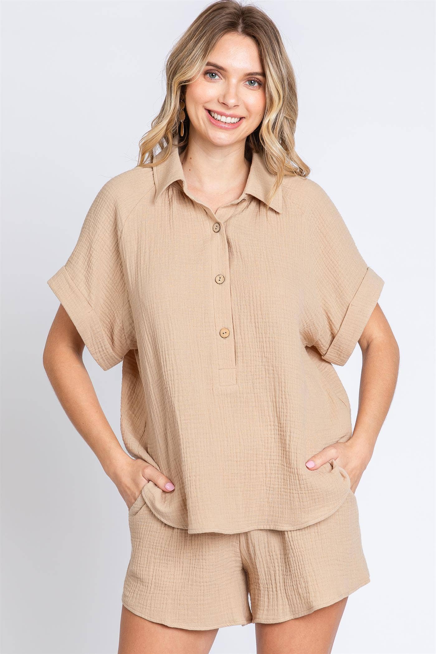 GeeGee x Lovelo - Vente Ensemble de vêtements d'intérieur – femme - Ensemble de 2 pièces Plus Gauze : WTP61501PL36