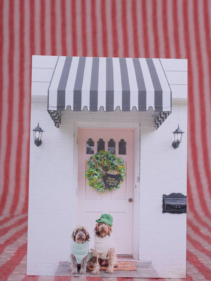 St Patrick's Day Greeting Card Cute Irish Dogs Photography for wholesale by The Velvet Big Top
